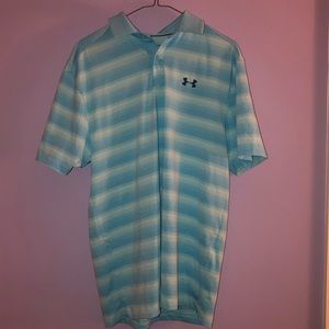 Blue & White Striped Under Armour Polo